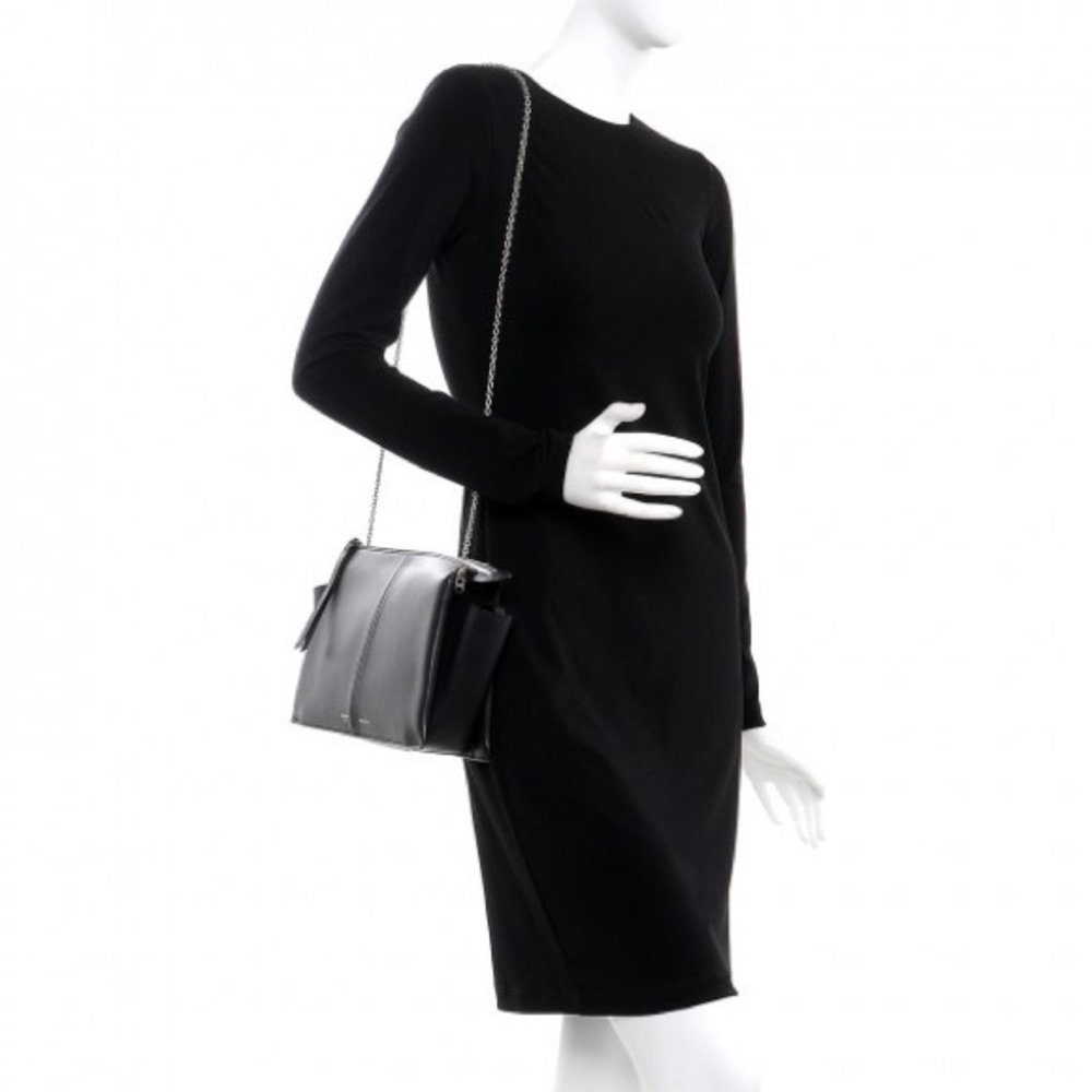 Black Navy Striped smooth calfskin leather Céline Tri-Fold Clutch on Chain